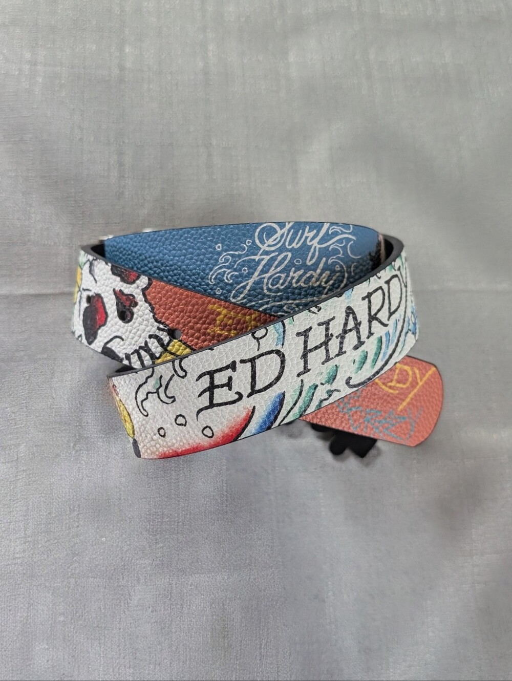 Ed Hardy Surfside/ Tiger Tattoo Print Reversible Belt Men's Size 38 NEW!